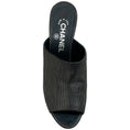 Load image into Gallery viewer, Chanel Black Suede Mules with Silver Stripes