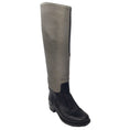 Load image into Gallery viewer, Chanel Black / Silver Metallic CC Logo Embossed Flat Tall Leather Riding Boots