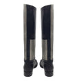 Load image into Gallery viewer, Chanel Black / Silver Metallic CC Logo Embossed Flat Tall Leather Riding Boots