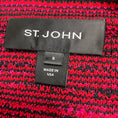 Load image into Gallery viewer, St. John Red / Fuchsia Pink / Black Fringed Tweed Knit Jacket
