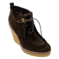 Load image into Gallery viewer, Moncler Brown Suede Wedge Heel Ankle Booties