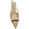 Load image into Gallery viewer, Manolo Blahnik Beige / Black Patent Leather Slingback Flats with Leather Toe