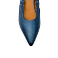 Load image into Gallery viewer, Robert Clergerie Blue Metallic Pointed Toe Leather Flats