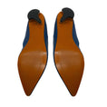 Load image into Gallery viewer, Robert Clergerie Blue Metallic Pointed Toe Leather Flats