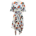 Load image into Gallery viewer, Jason Wu White Multi Floral Print Handkerchief Hem Button Front Midi Dress