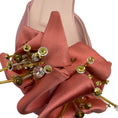 Load image into Gallery viewer, Roger Vivier Pink Satin Floral Beaded Embellished Flat Sandals