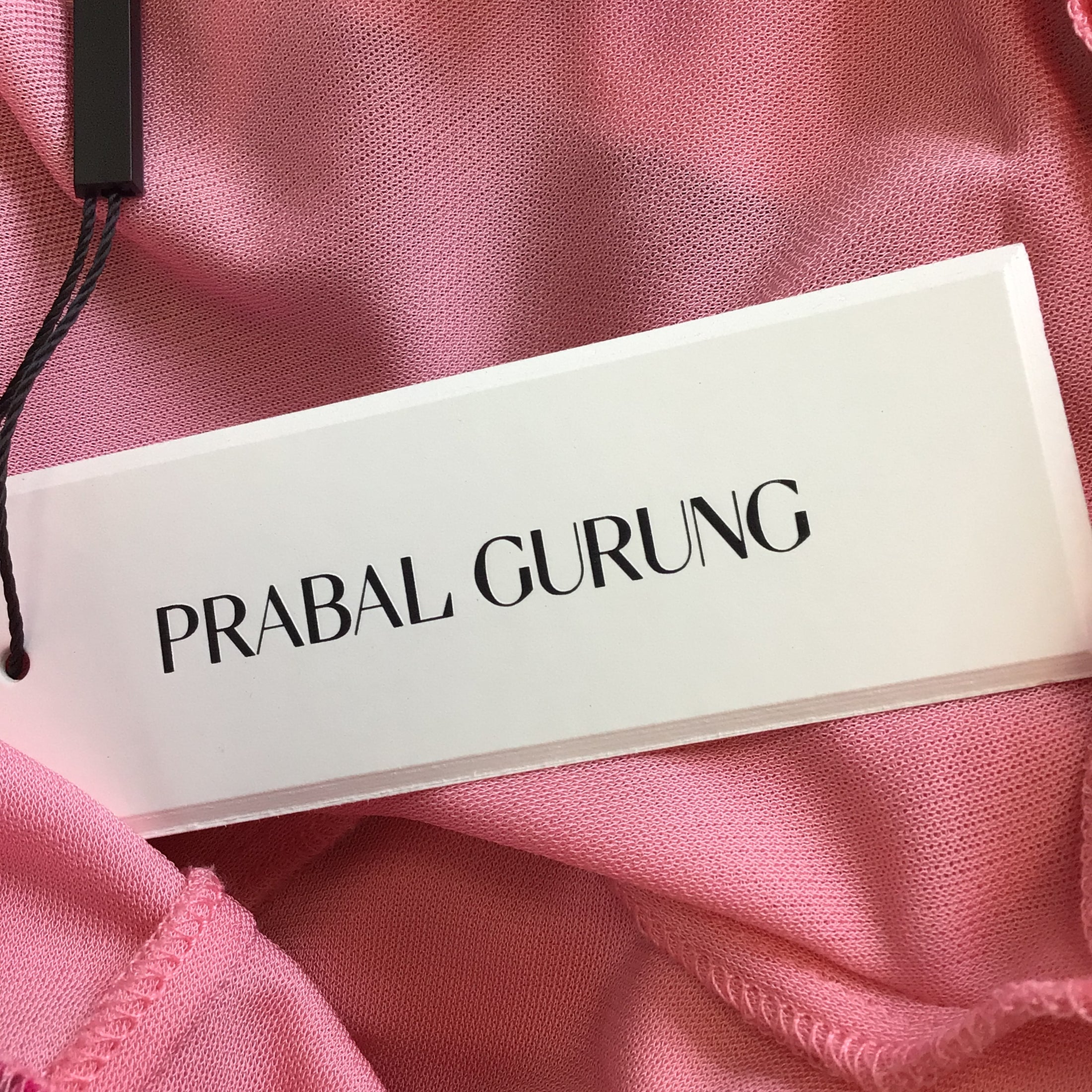 Prabal Gurung Pink / Purple / Black Mesh Detail Long Sleeved Colorblock Maxi Dress