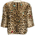 Load image into Gallery viewer, Dolce & Gabbana Brown Leopard Print Cropped Jacket with Gems