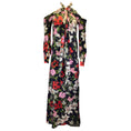 Load image into Gallery viewer, ERDEM Black Multi Floral Printed Anora Silk Gown / Formal Dress