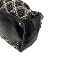 Load image into Gallery viewer, Chanel Black / Beige / White Woven Patent Leather Chain Strap Handbag