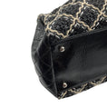 Load image into Gallery viewer, Chanel Black / Beige / White Woven Patent Leather Chain Strap Handbag