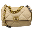 Load image into Gallery viewer, Chanel Beige 2020 Quilted Lambskin Leather Medium Chanel 19 Flap Shoulder Bag with Mixed Metal Hardware