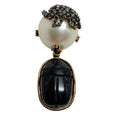 Load image into Gallery viewer, Christian Dior Crystal Pearl Tribales Beetle Charm Earring
