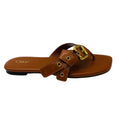 Load image into Gallery viewer, Chloe Light Brown Leather Flat Mae Sandals