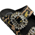 Load image into Gallery viewer, Roger Vivier Black / Brown Animal Print Double Rhinestone Buckle Sandals