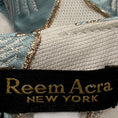 Load image into Gallery viewer, Reem Acra Light Blue / White / Gold Metallic Floral Jacquard Cocktail Dress