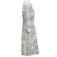 Load image into Gallery viewer, Reem Acra Light Blue / White / Gold Metallic Floral Jacquard Cocktail Dress