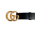 Load image into Gallery viewer, Gucci Wide Black Leather Belt with Gold GG Logo Buckle
