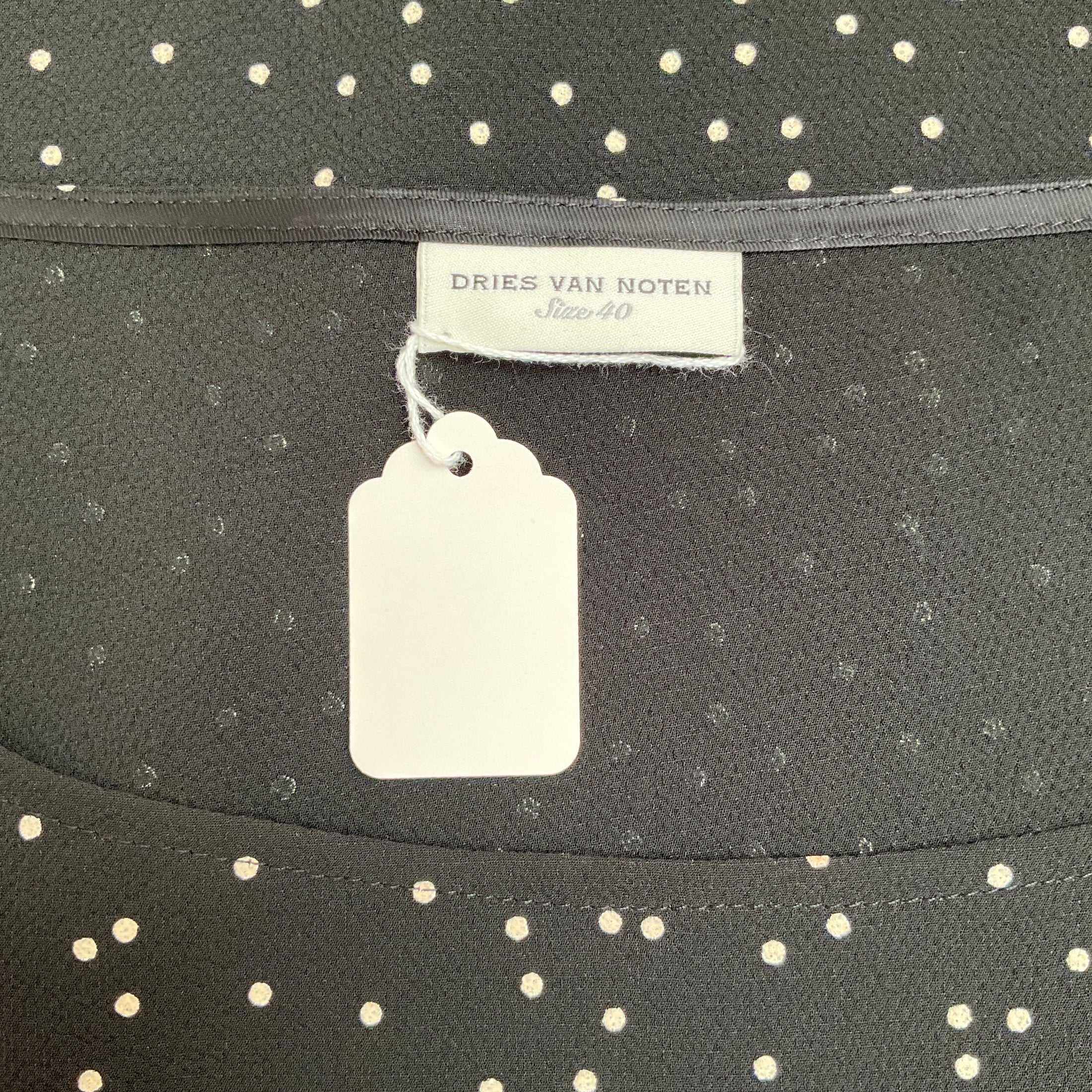 Dries van Noten Black Midi Dress with White Dots