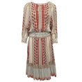 Load image into Gallery viewer, Warm Ivory / Red / Multi Shirred Silk Three Quarter Sleeve Dress

