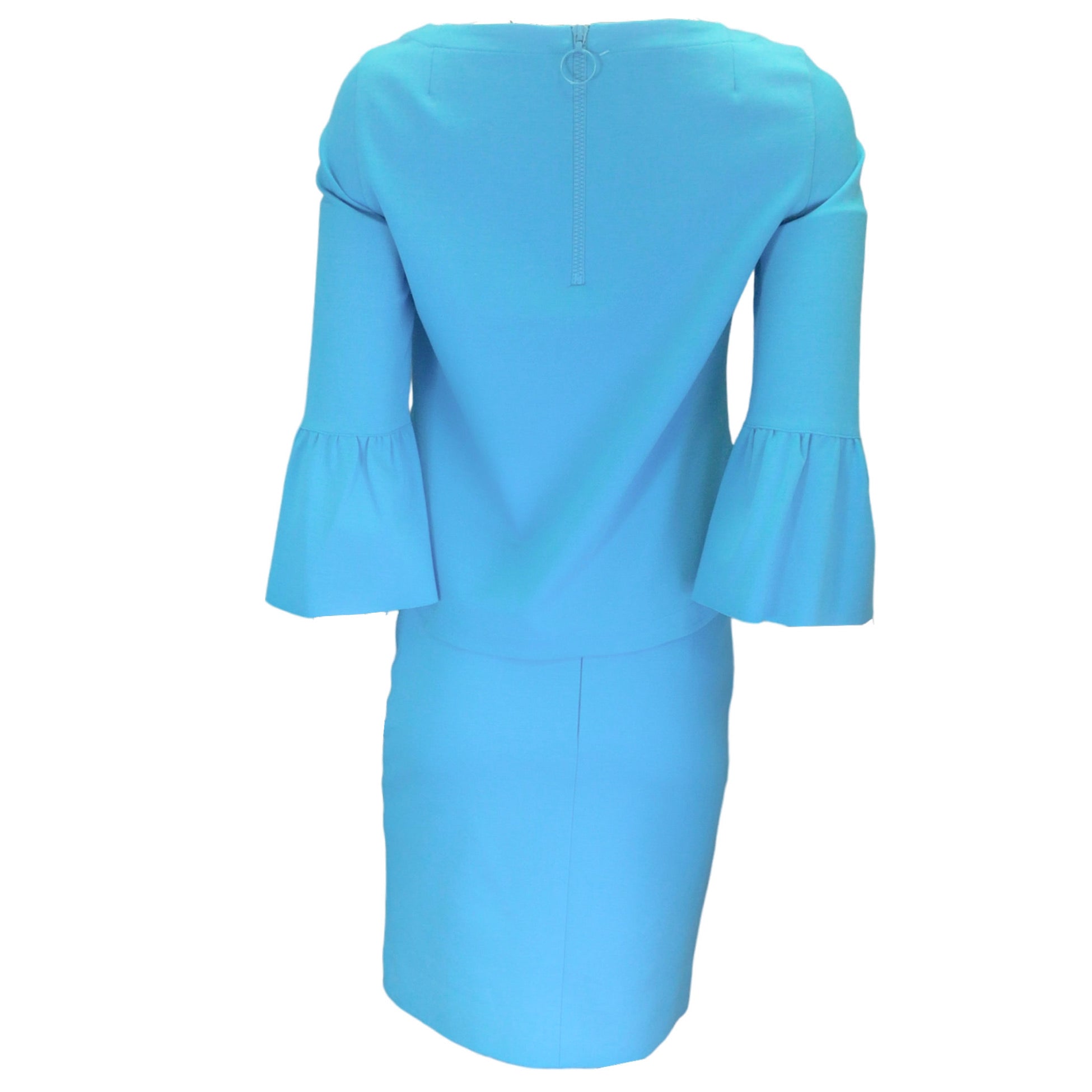Akris Punto Turquoise Stretch Knit Top and Skirt Two-Piece Set