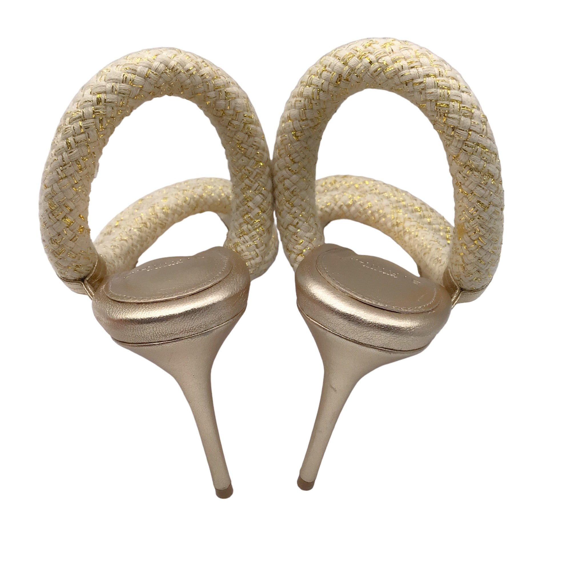 Alexandre Birman Beige / Gold Metallic Aysha 85 Sandals