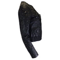 Load image into Gallery viewer, Elie Tahari Black Studded Floral Applique Lambskin Leather Jacket

