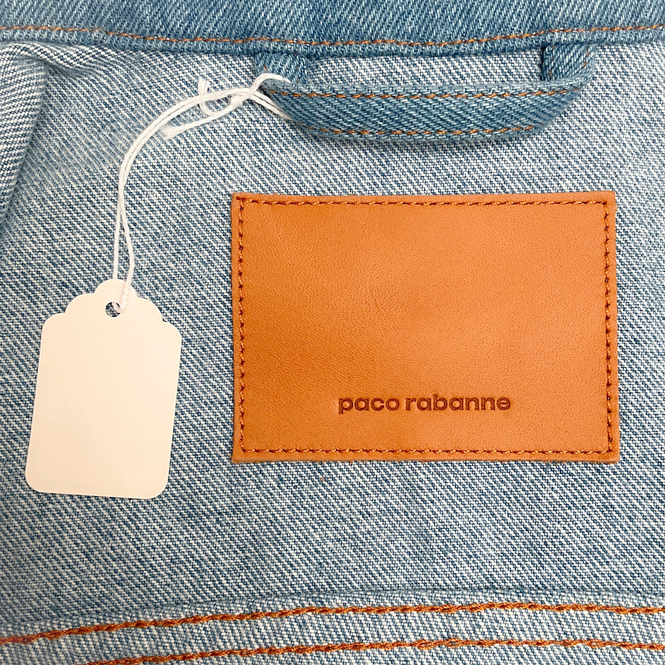 Paco Rabanne Blue Denim Vest with Pink Eyelet Detail