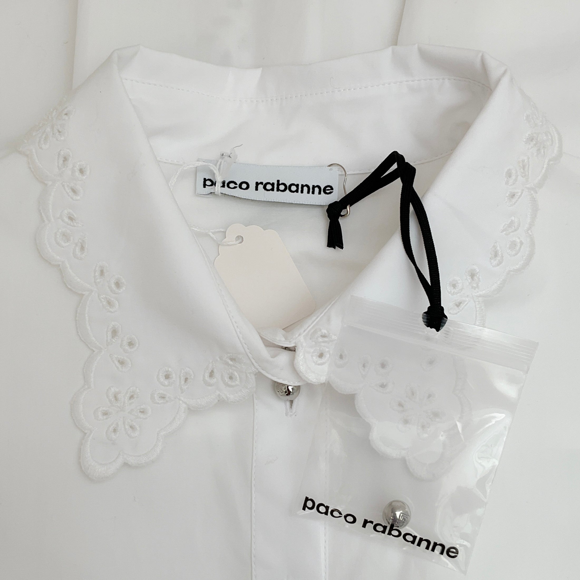 Paco Rabanne White Cotton Eyelet Dress