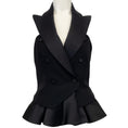 Load image into Gallery viewer, Moschino Couture Black Wool Peplum Tuxedo Halter Top