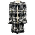 Load image into Gallery viewer, Edward Achour Black / White Fringed Tweed Coat with Gold Buttons
