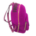 Load image into Gallery viewer, Jimmy Choo Cassie Magenta / Grape I Want Choo Logo Intarsia Sherling Backpack