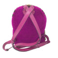 Load image into Gallery viewer, Jimmy Choo Cassie Magenta / Grape I Want Choo Logo Intarsia Sherling Backpack
