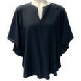 Load image into Gallery viewer, Hermes Navy Blue Silk Flutter Sleeve Drape Top