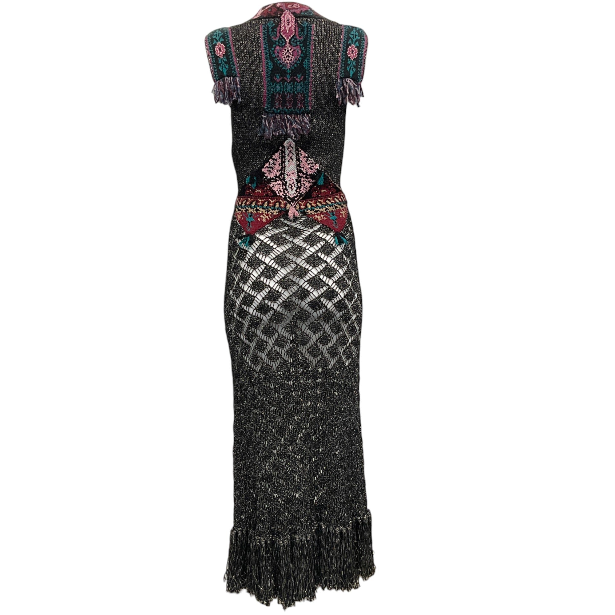 Etro Black Multi Knit Maxi Dress