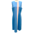 Load image into Gallery viewer, Carolina Herrera Cerulean / Lotus Pink Sleeveless Wool Stretch Midi Dress