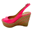 Load image into Gallery viewer, Valentino Neon Pink Patent Leather Espadrille Slingback Wedge Sandals