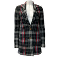 Load image into Gallery viewer, St. John Black Caviar Multi Plaid Wool Knit Blazer