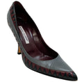 Load image into Gallery viewer, Manolo Blahnik Grey / Wine Leather Pumps