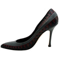 Load image into Gallery viewer, Manolo Blahnik Grey / Wine Leather Pumps
