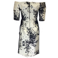 Load image into Gallery viewer, J. Mendel Champagne / Black Lambskin Leather Trimmed Off-the-Shoulder Jacquard Dress