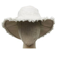 Load image into Gallery viewer, Prada White Triangle Logo Embroidered Wide Brimmed Cotton Drill Bucket Hat with Fringe