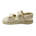 Load image into Gallery viewer, Christian Dior Ecru / Gold Signature Logo Raw Edge Trim Canvas Dioract Flat Slingback Sandals