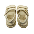 Load image into Gallery viewer, Christian Dior Ecru / Gold Signature Logo Raw Edge Trim Canvas Dioract Flat Slingback Sandals