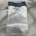 Load image into Gallery viewer, Prada White Triangle Logo Embroidered Wide Brimmed Cotton Drill Bucket Hat with Fringe