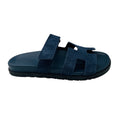 Load image into Gallery viewer, Hermes Navy Blue Bleu Celeste Chypre Goatskin Suede Sandal