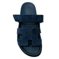 Load image into Gallery viewer, Hermes Navy Blue Bleu Celeste Chypre Goatskin Suede Sandal