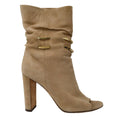 Load image into Gallery viewer, Jimmy Choo Beige Mysen 100 Open Toe Suede Boots