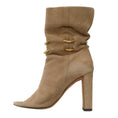 Load image into Gallery viewer, Jimmy Choo Beige Mysen 100 Open Toe Suede Boots