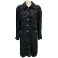 Load image into Gallery viewer, Edward Achour Black / White Pearl Buttoned Mid Length Tweed Coat